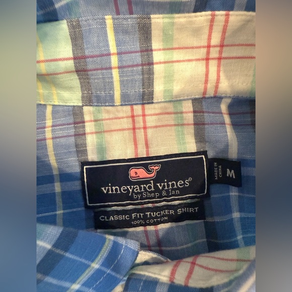 Vineyard Vines Men’s Blue Green Plaid Button-Down Shirt - Picture 4 of 5